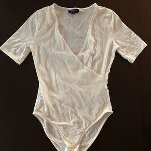 Topshop white bodysuit shirt